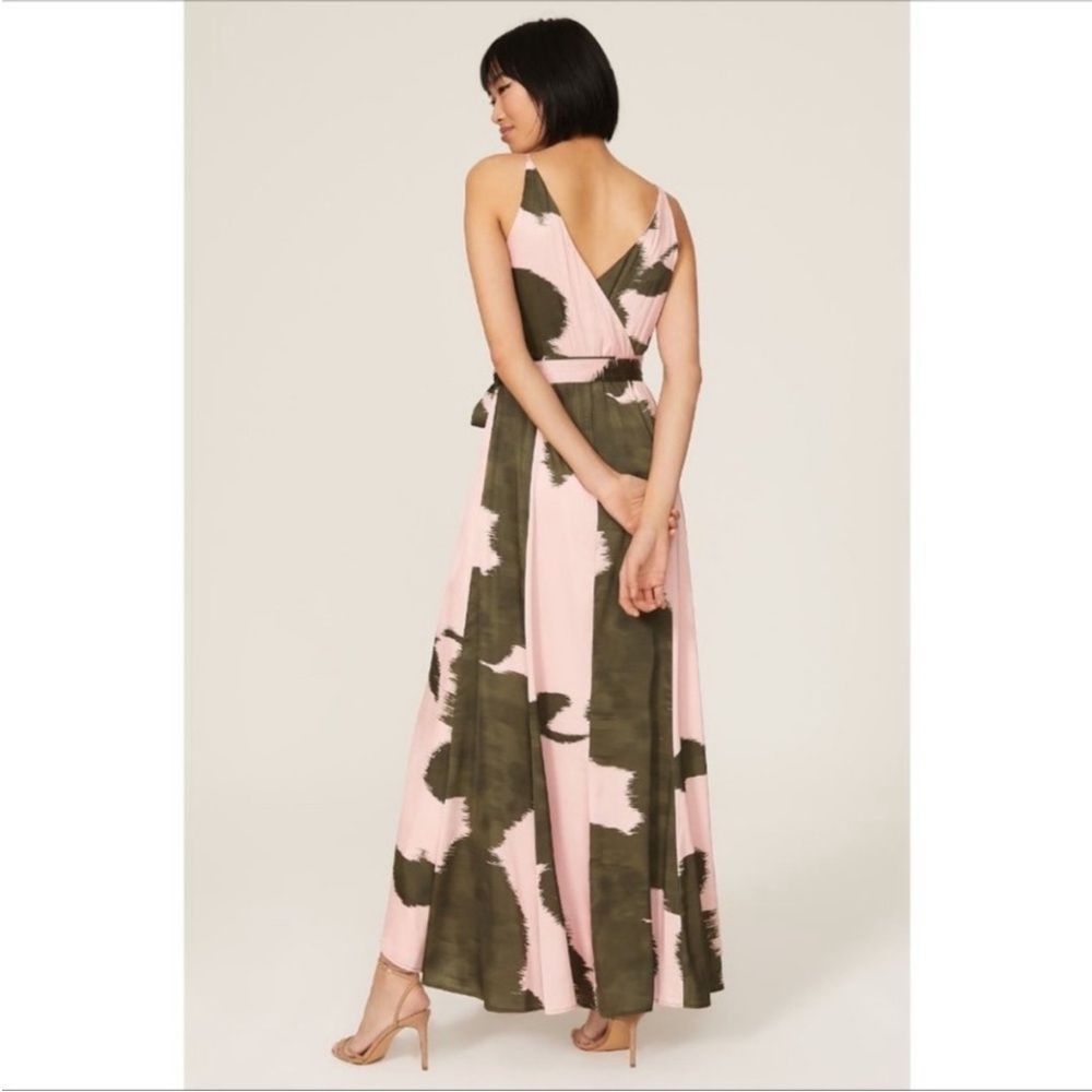 Anthropologie HUTCH Leah Pink and Green Printed Wrap Maxi Dress XXS EUC
